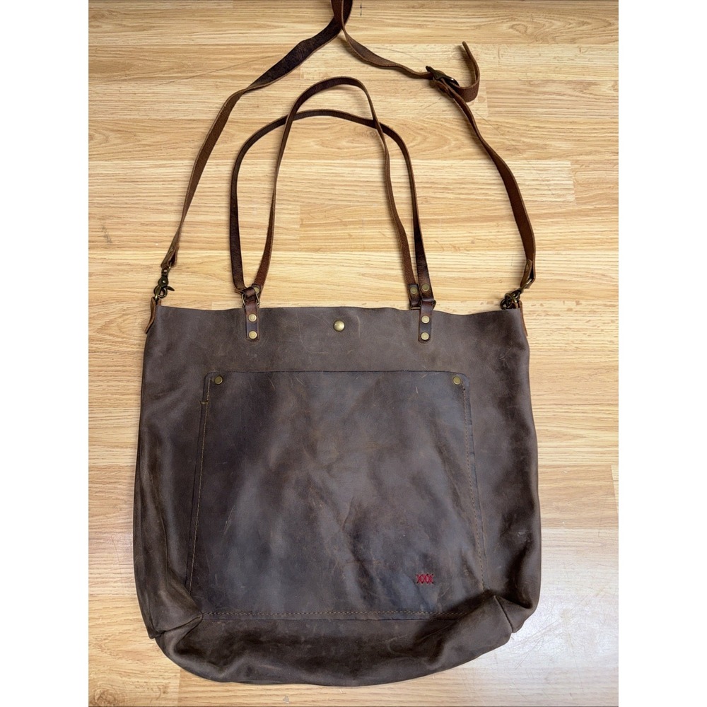 In Blue Handmade Soft Brown  Leather Tote Bag